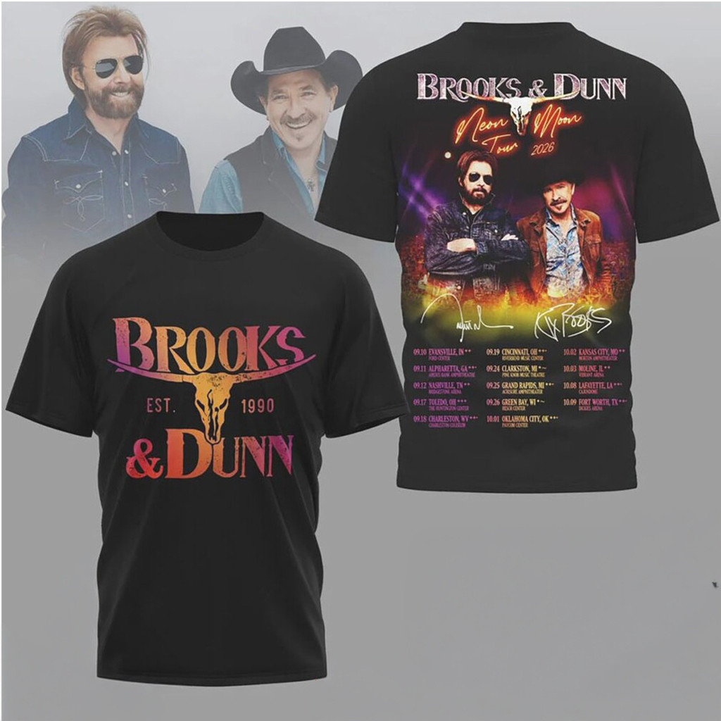 Brooks And Dunn Neon Moon Tour 2026 Nashville Country Music T-Shirt Brooks And Dunn Merch Gifts