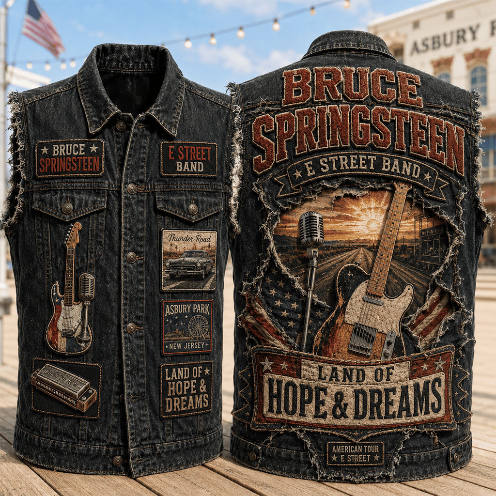 Bruce Springsteen Land Of Hope And Dream Denim Vest Bruce Springsteen Merch Fan Gifts
