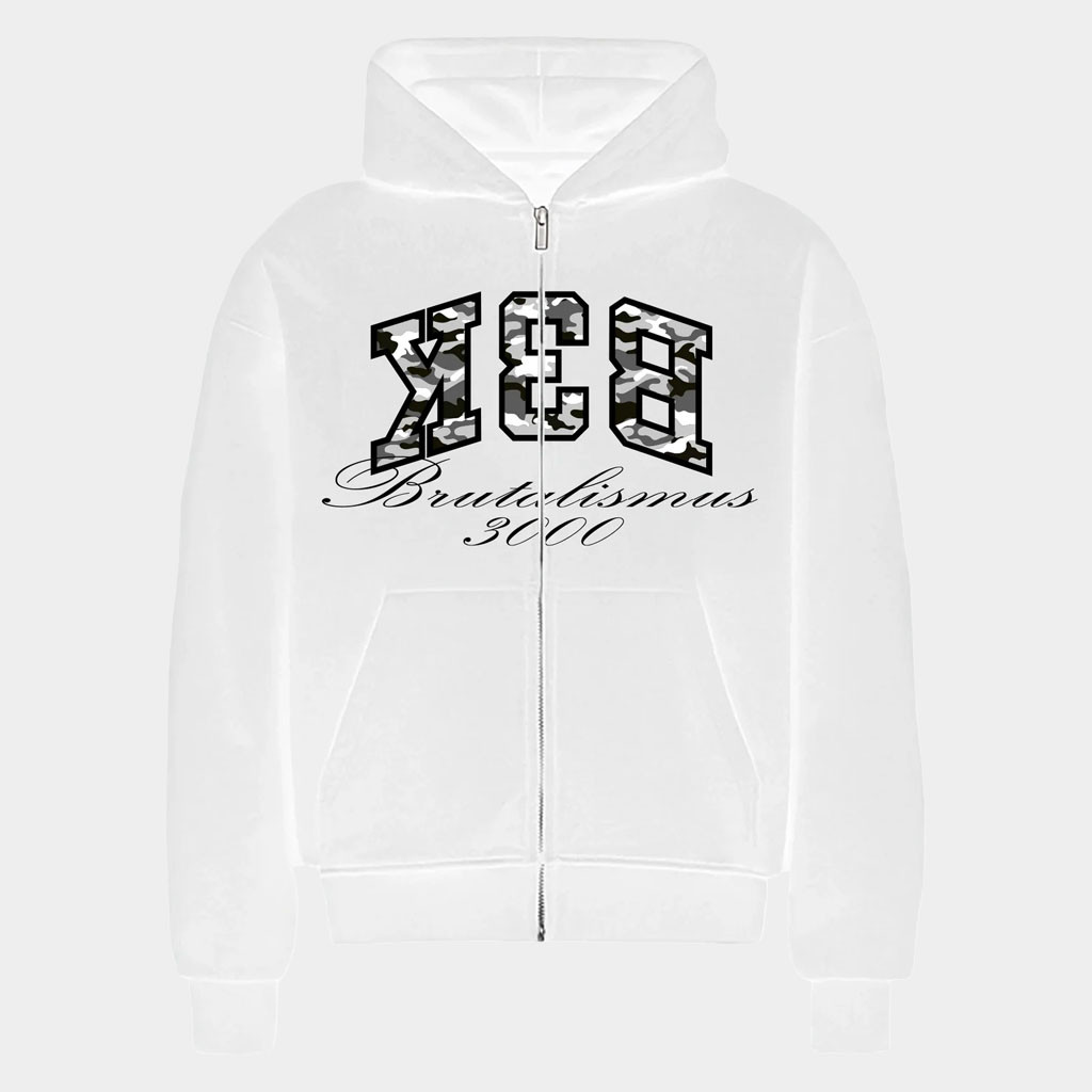 Brutalismus 3000 Merch White B3K Zip Hoodie Brutalismus 3000 Hoodie Birthday Gift For Husband