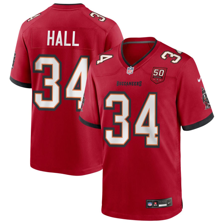 Bryce Hall Tampa Bay Buccaneers 2025 50th Season Game Jersey - Red