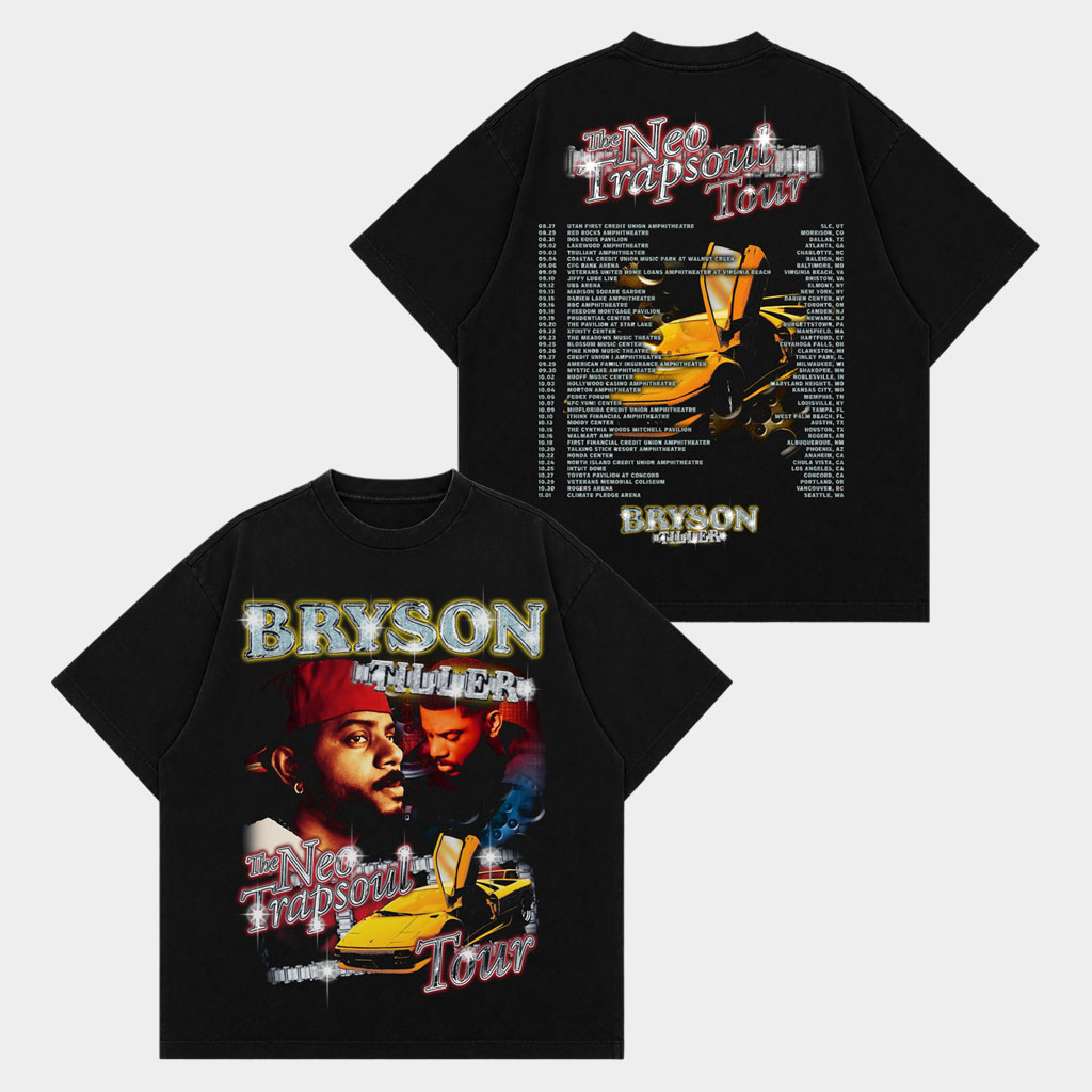 Bryson Tiller Merch 2026 Neo Trapsoul Bootleg Black Lineup T-Shirt Bryson Tiller Tour Merch