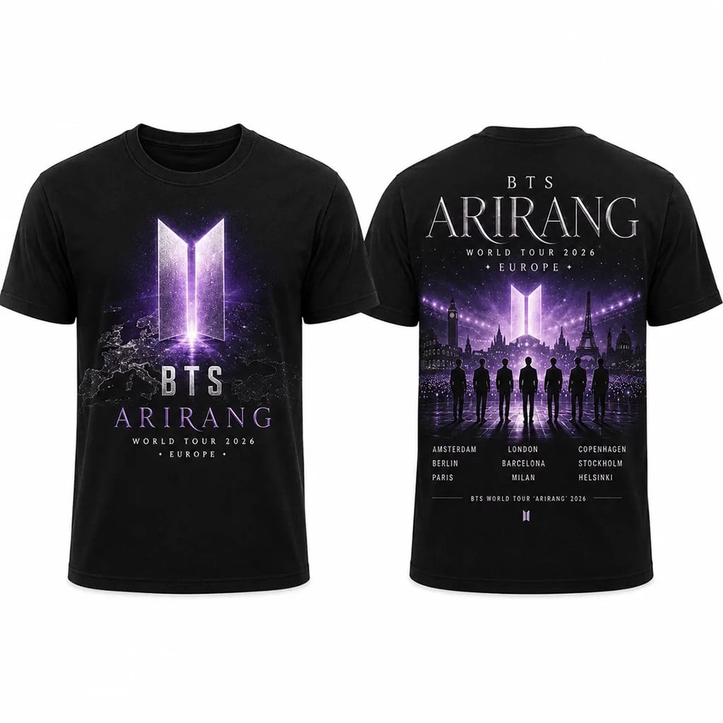 BTS Arirang World Tour 2026 Europe T-Shirt BTS World Tour Merch Gift For Army KPop Fans