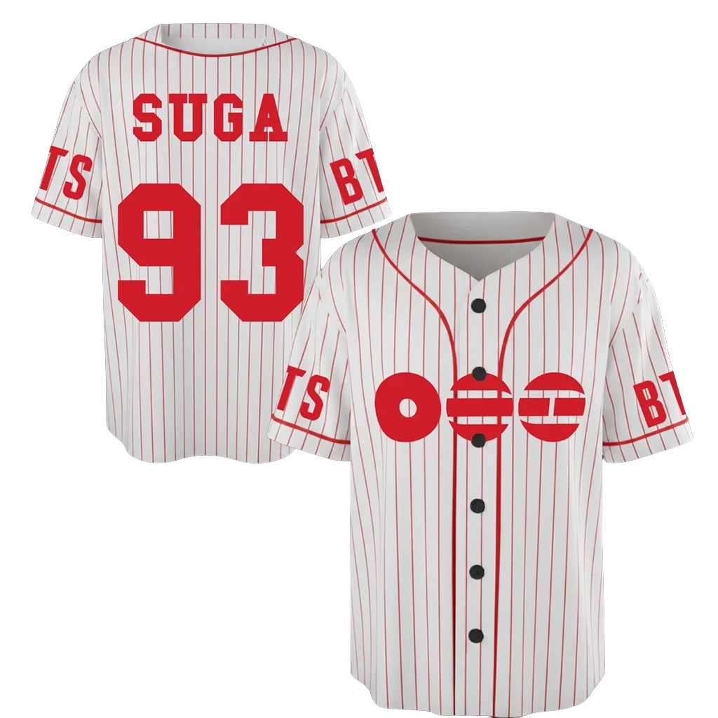 BTS Arirang World Tour Baseball Jersey #93 Suga Jersey BTS Concert Merch 2026 Gift For Fans