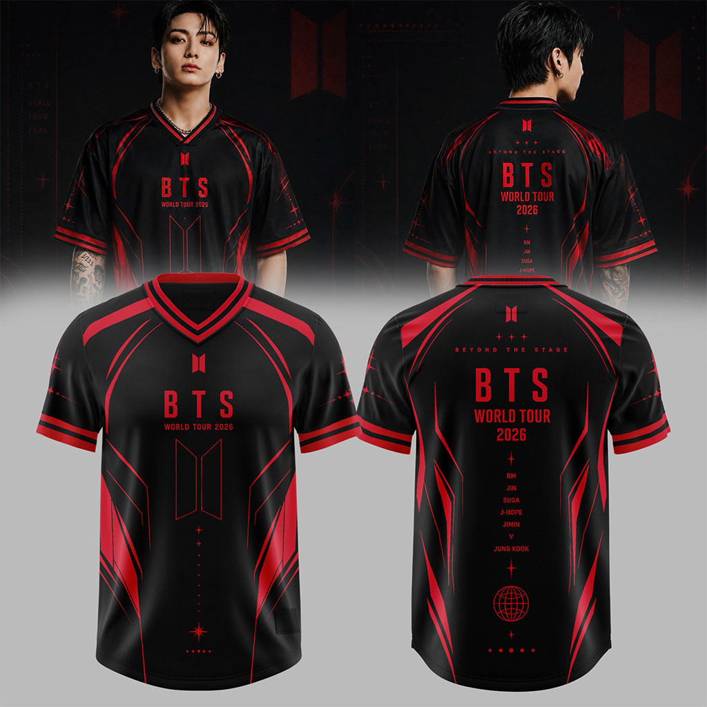 BTS Arirang World Tour Merch 2026 Beyond The Stage V-Neck Shirt Black Gift For Army BTS Fans