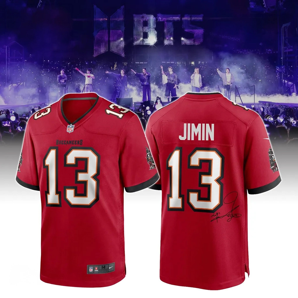 BTS Jimin X Tampa Bay Buccaneers Red Jersey Signed BTS Arirang Tour Merch Gifts For Army