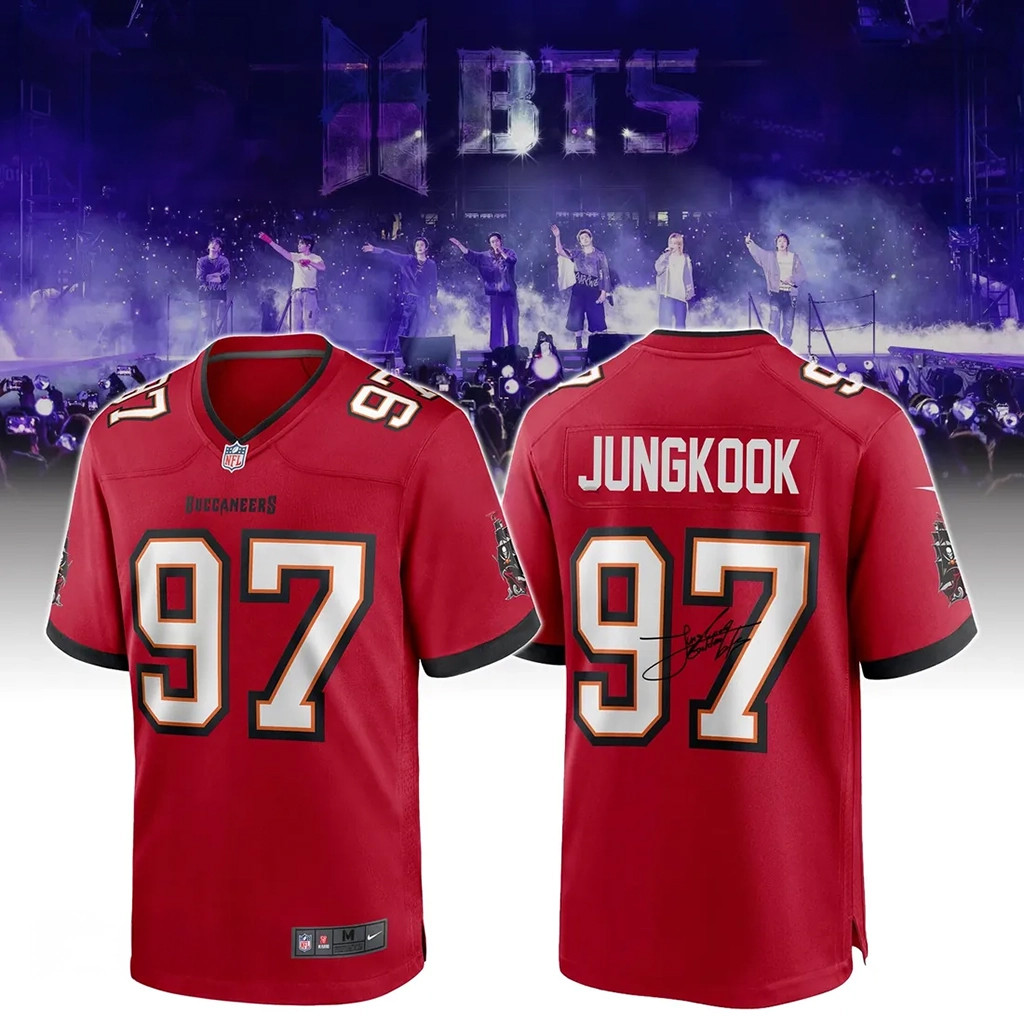BTS Jungkook X Tampa Bay Buccaneers Red Jersey Signed BTS Arirang Tour 2026 Merch Fan Gifts