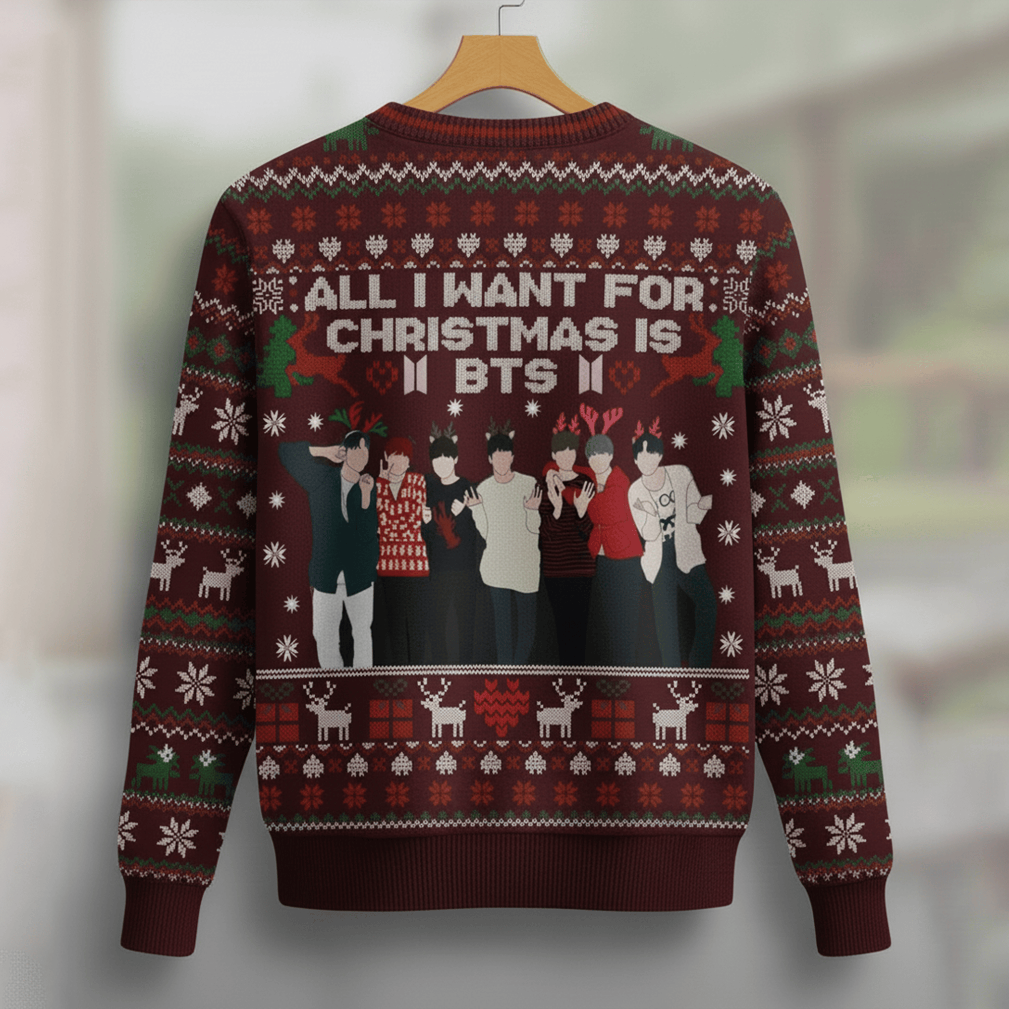 BTS Merch 2026 Arirang Ugly Sweater All I Want For Christmas Is BTS Sweater Gifts For Fans - Image 2