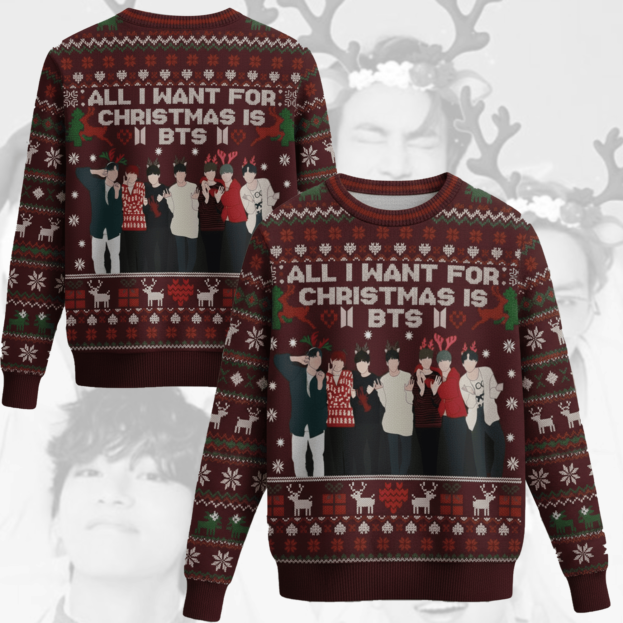 BTS Merch 2026 Arirang Ugly Sweater All I Want For Christmas Is BTS Sweater Gifts For Fans