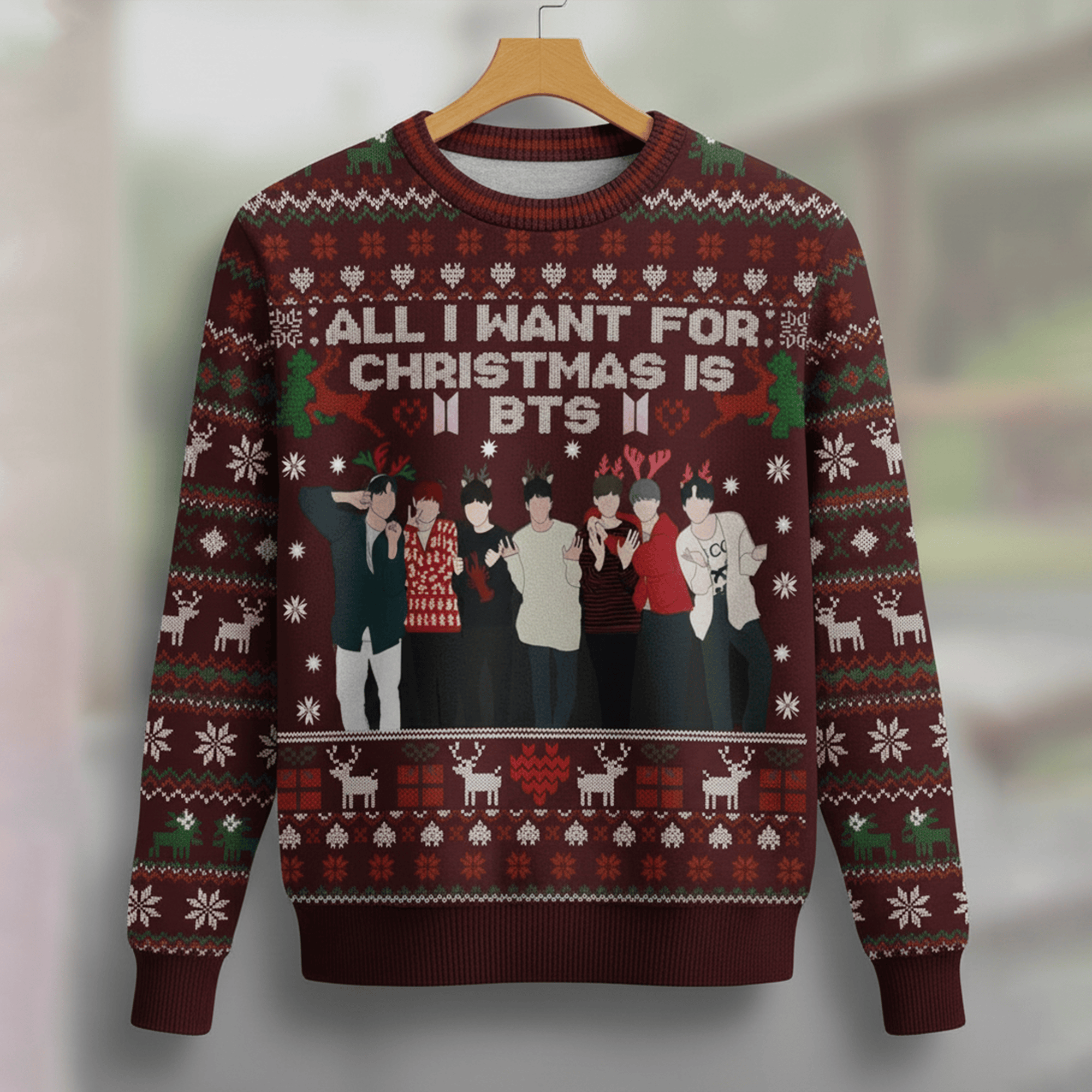 BTS Merch 2026 Arirang Ugly Sweater All I Want For Christmas Is BTS Sweater Gifts For Fans - Image 3