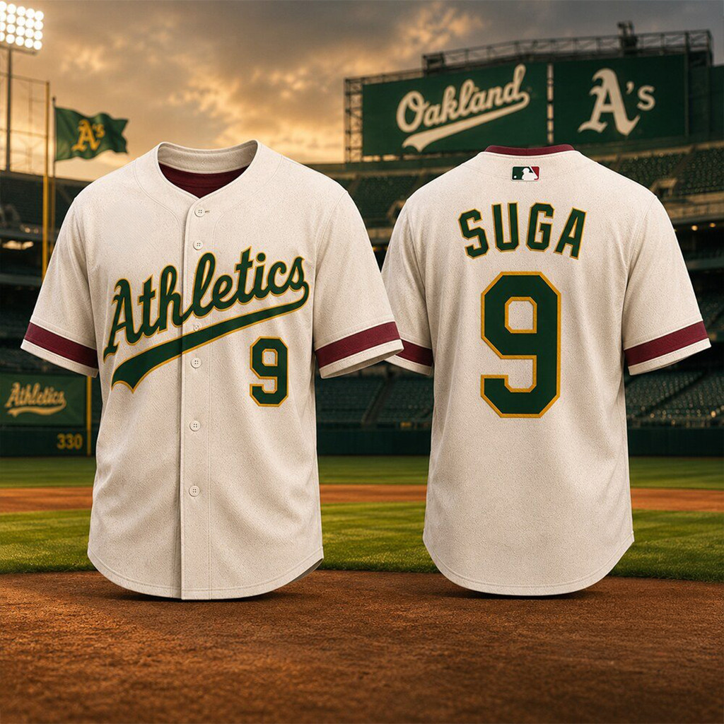 BTS Suga X Oakland Athletics Baseball Jersey 2026 Fan Merch Perfect Father's Day Gifts