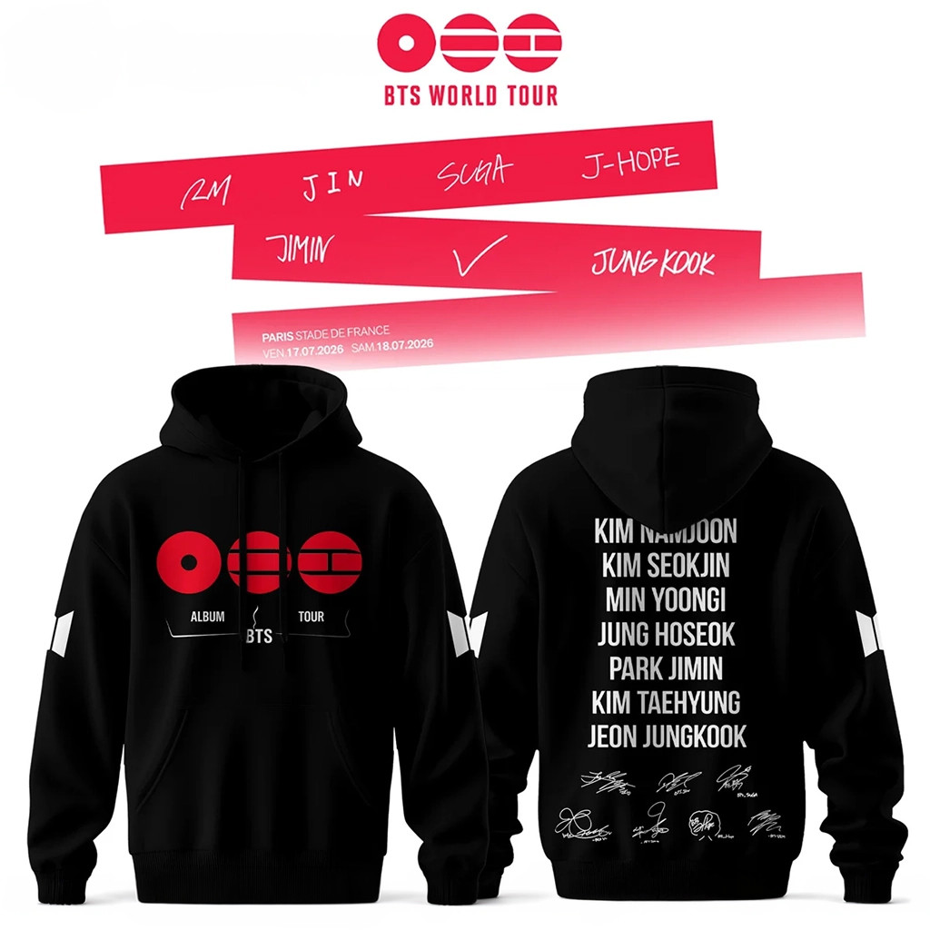 BTS World Tour Hoodie Bangtan Boy Signed Hoodie BTS Tour Merch Arirang 2026 Kpop Fan Apparel