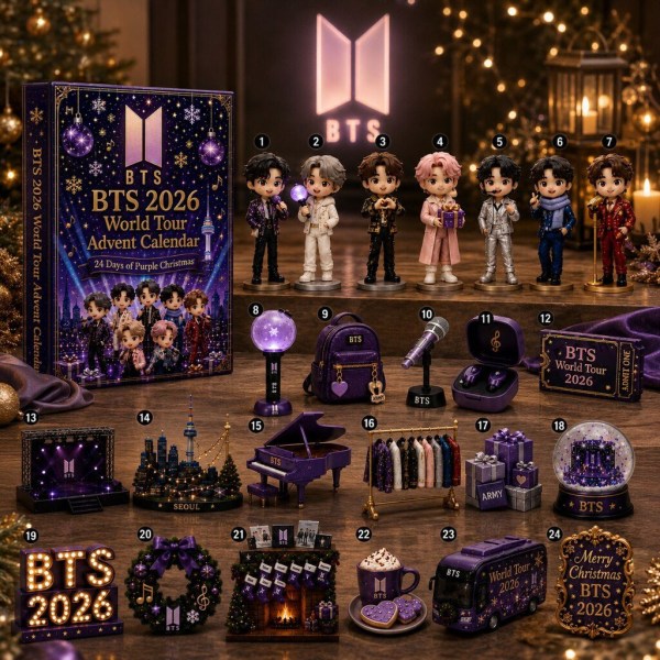 BTS World Tour Purple Christmas Kpop Music Advent Calendar BTS Merch Arirang 2026 Fan Gifts - Image 2