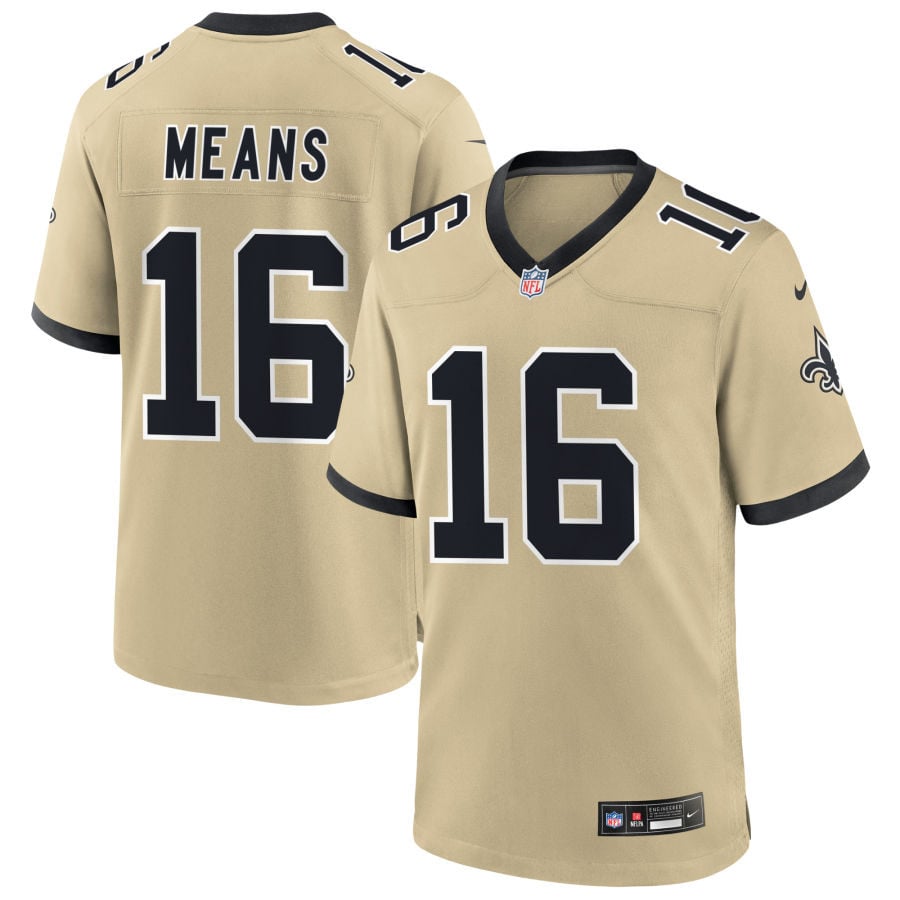 Bub Means New Orleans Saints 2025 Gameday Golds Alternate Game Jersey - Gold