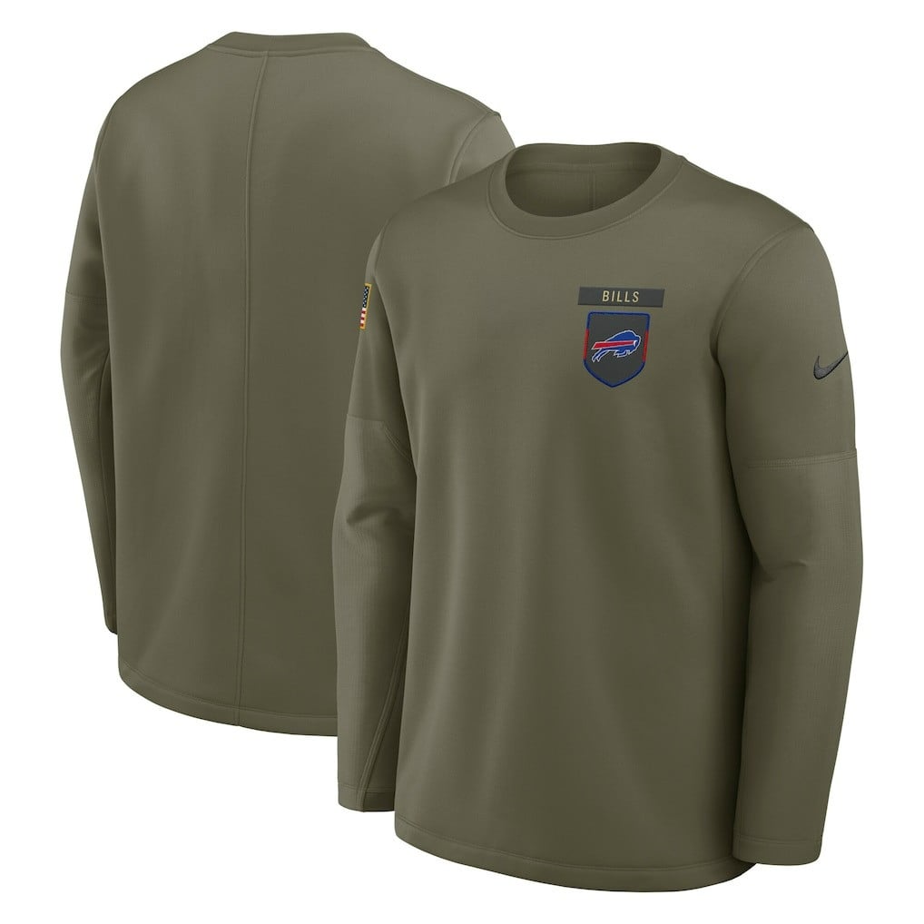 Buffalo Bills 2025 Salute to Service Sideline Coaches Therma-FIT Long Sleeve Shirt - Olive