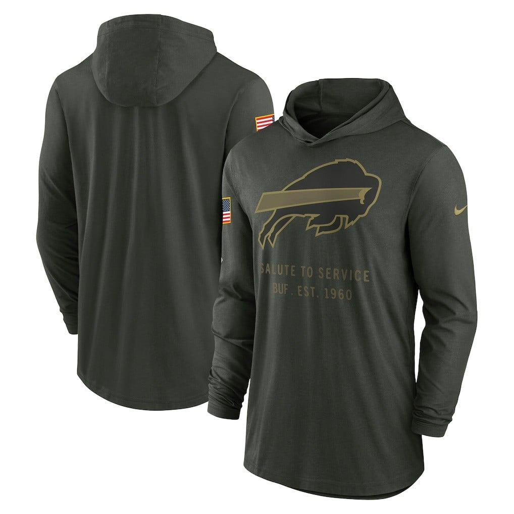 Buffalo Bills 2025 Salute to Service Sideline Dri-FIT Lightweight Hooded Pullover - Forest Green