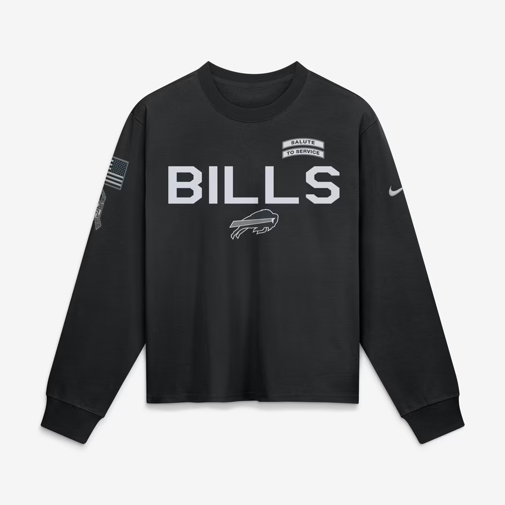 Buffalo Bills 2026 Salute To Service Collection NFL Merch Bills Football Black Long Sleeve Shirt