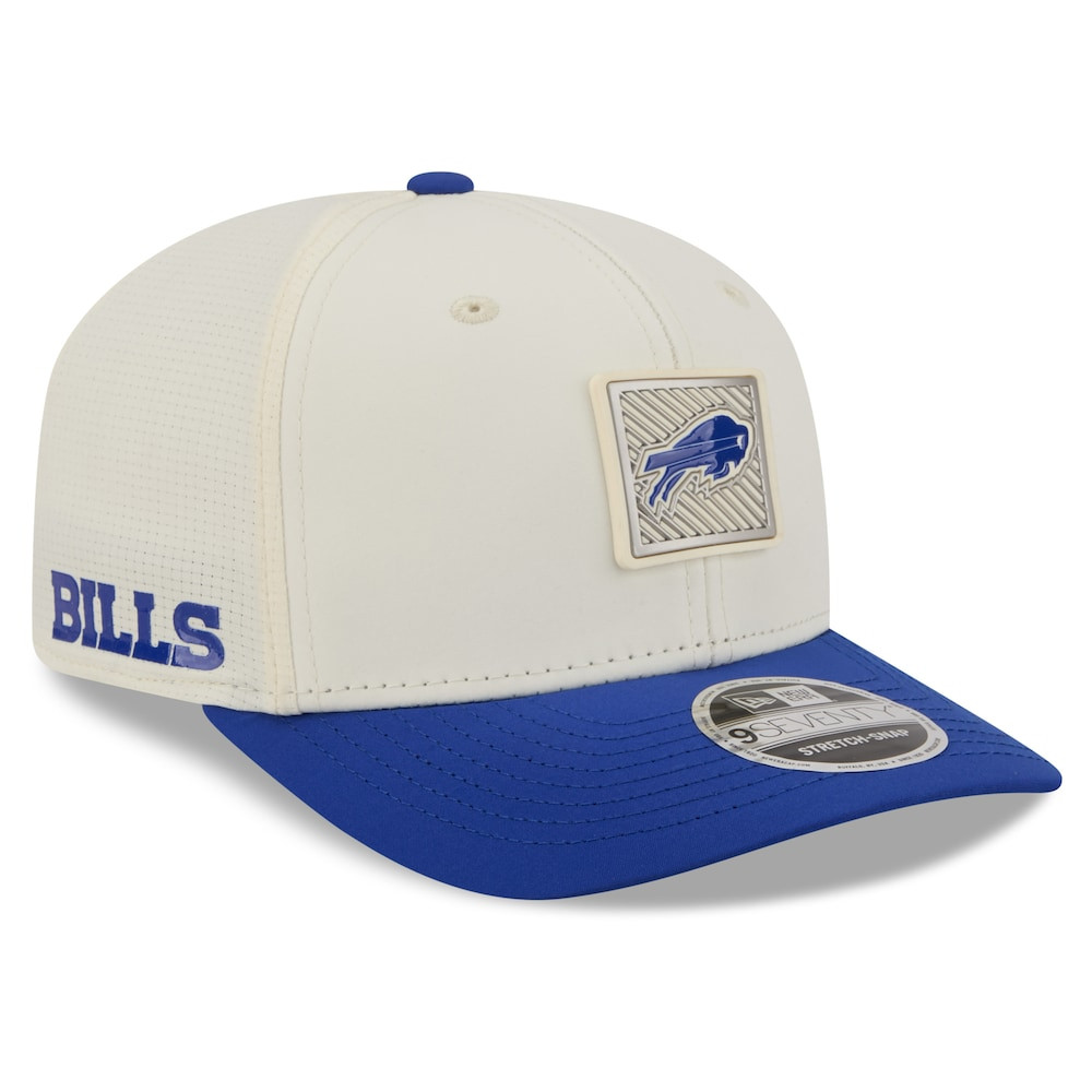 Buffalo Bills Merch - Men's Cream Royal 2026 NFL Training Camp 9SEVENTY Adjustable Hat - New Era - Football Gift Ideas For Men