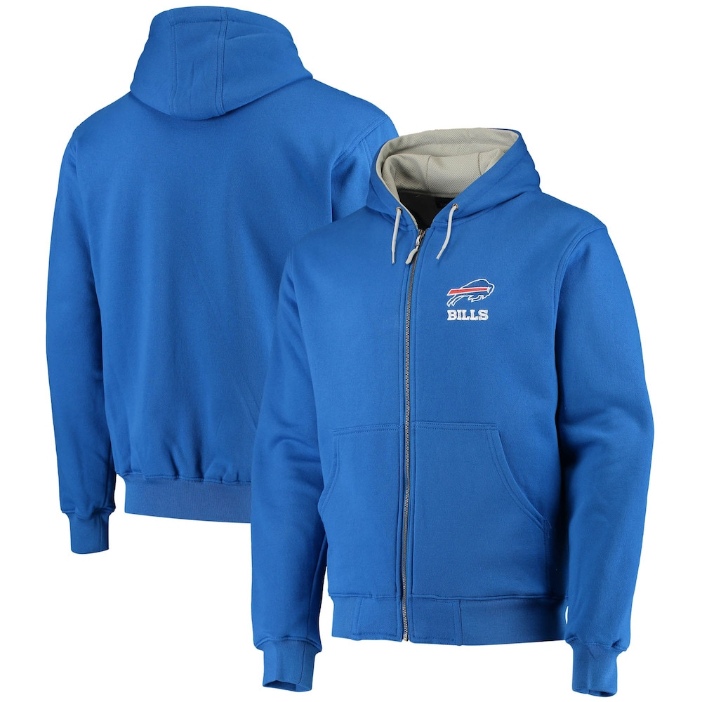 Buffalo Bills Merch - Men's Dunbrooke Royal Craftsman Thermal-Lined Full-Zip Hoodie - Best Football Gifts For Christmas