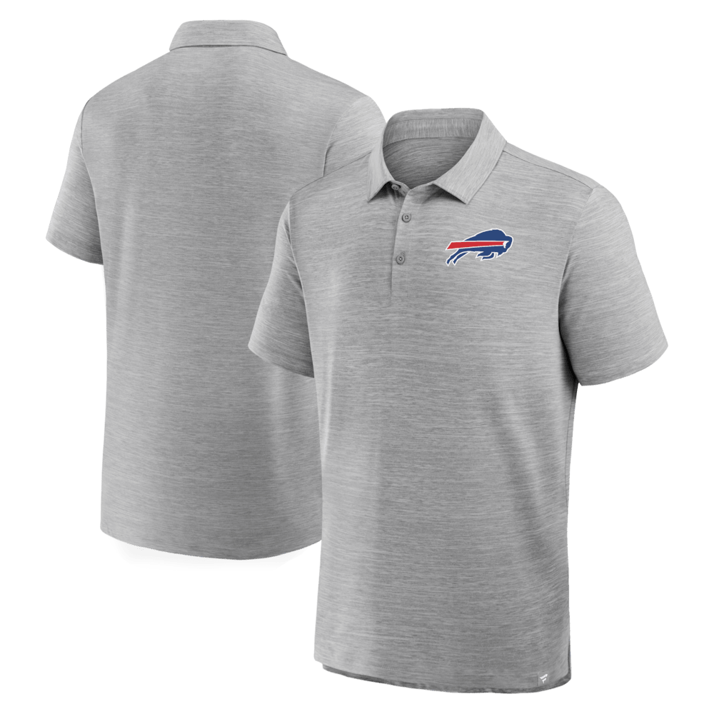 Buffalo Bills Merch - Men's Fanatics Clutch Polo, Heather Gray - Birthday Ideas For Football Fan