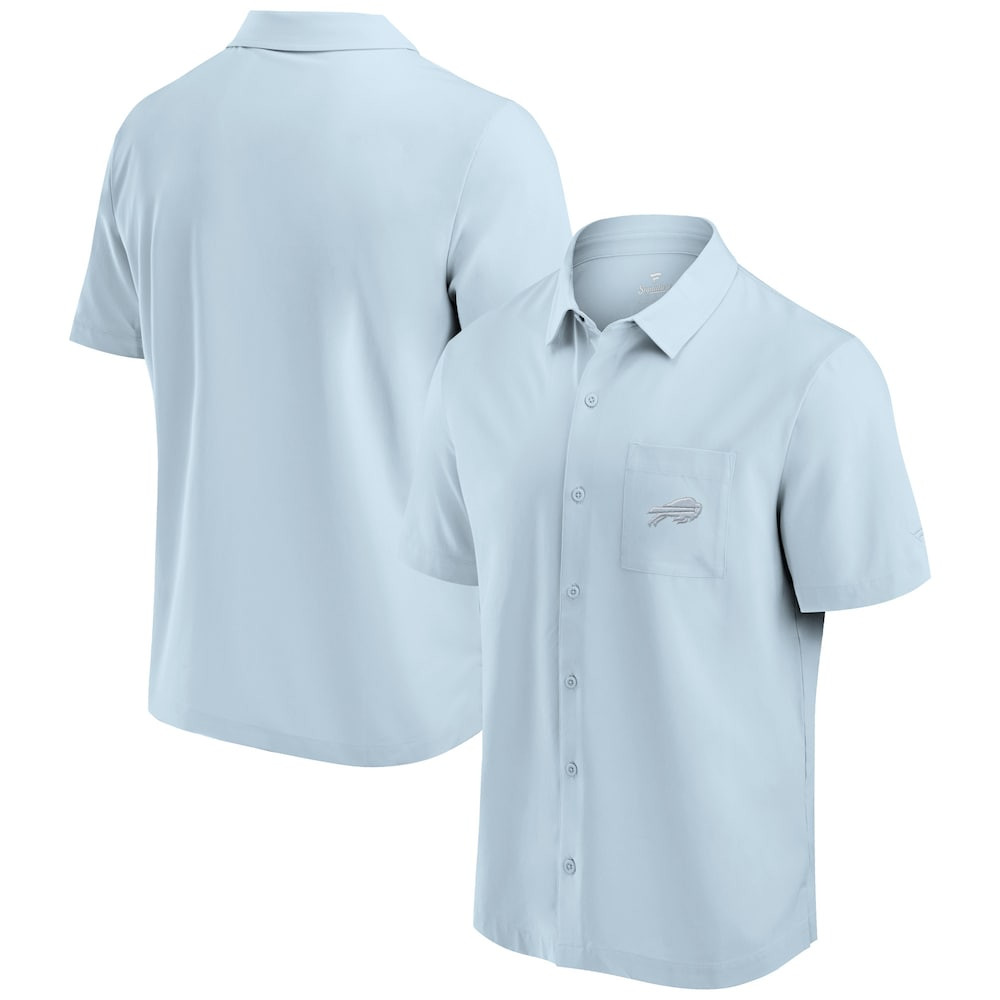Buffalo Bills Merch - Men's Fanatics Light Front Office Button-Up Shirt, Blue - Football Based Gifts