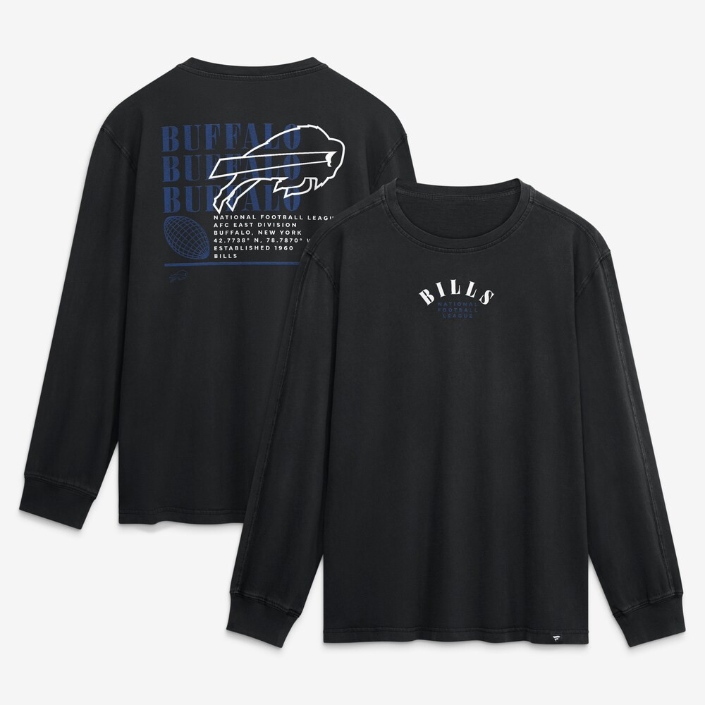 Buffalo Bills Merch - Men's Fanatics Relaxed Fullback Drive Long Sleeve Fashion Top, Black - Best Football Christmas Gifts