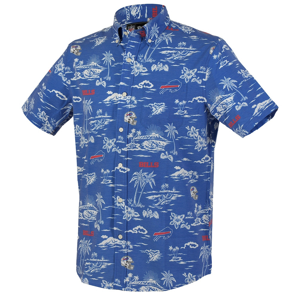 Buffalo Bills Merch - Men's Reyn Spooner Royal Kekai Performance Button-Down Shirt - American Football Gifts