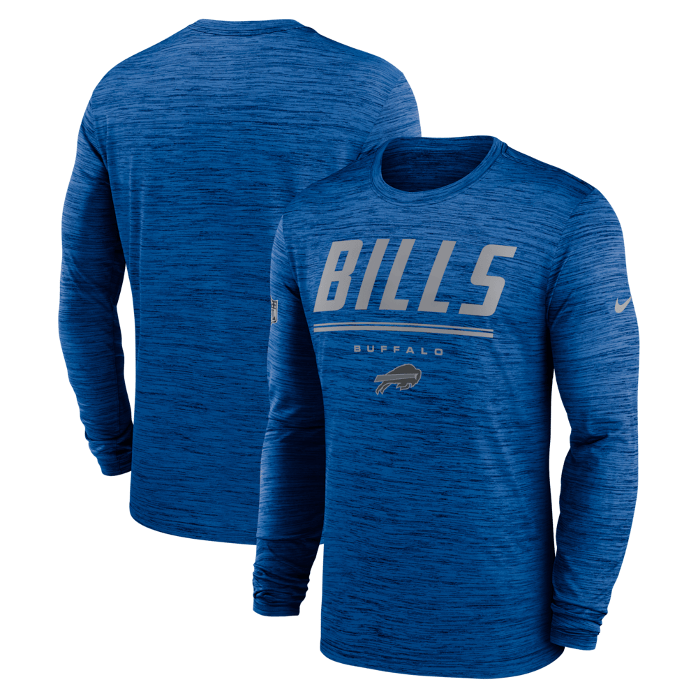 Buffalo Bills Merch - Men's Royal Sideline Offensive Transition Velocity Dri-FIT Long Sleeve T-Shirt - Best Gifts For Football Fans
