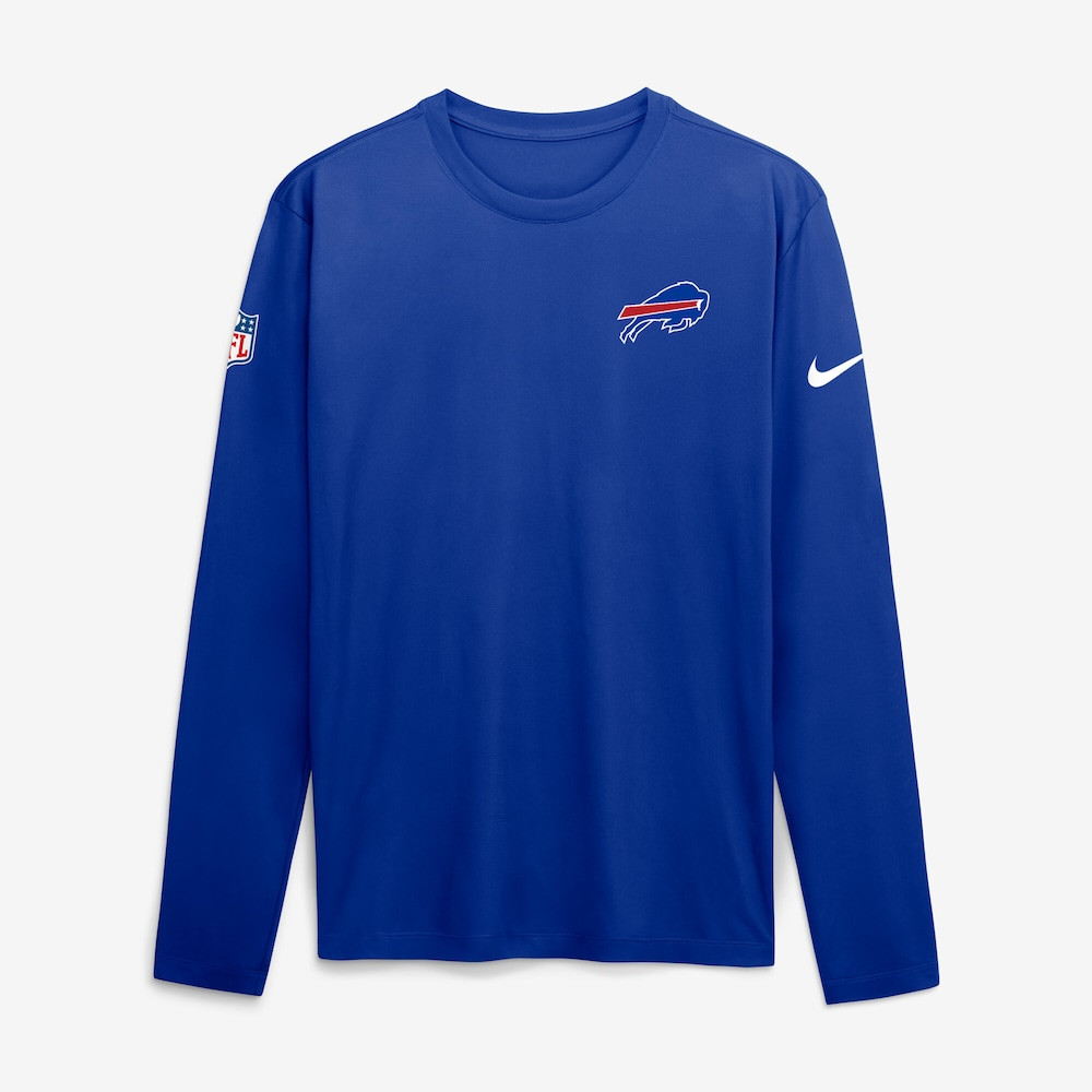 Buffalo Bills Merch - Men's Royal Sideline Small Logo Legend Dri-FIT Long Sleeve T-Shirt - Football Enthusiast Gifts