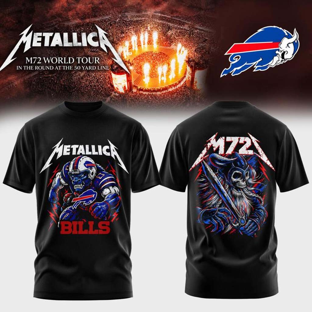Buffalo Bills X Metallica Merch M72 World Tour North America 2027 T-Shirt Gift For Music Fans