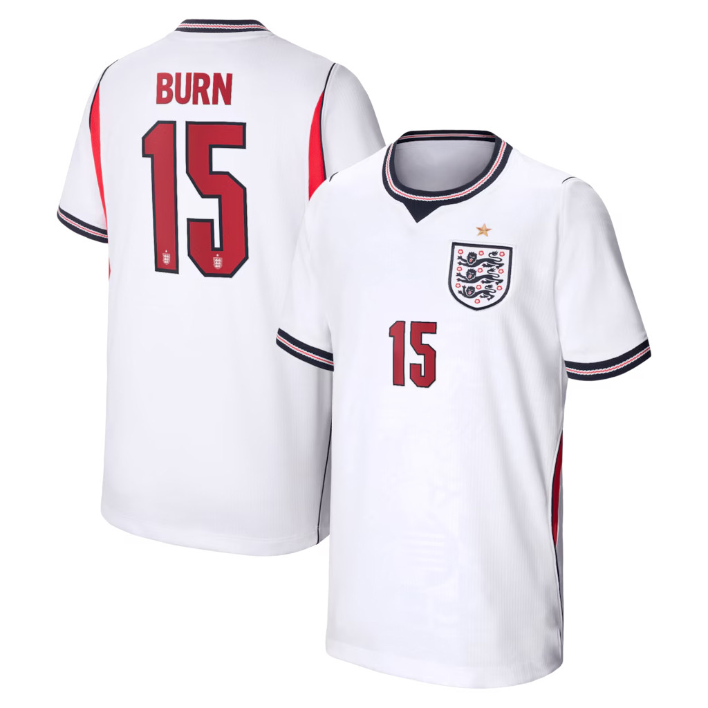 Burn #15 England Team Home Jersey England World Cup 2026 Merch Match Day Apparel Best Fan Gifts