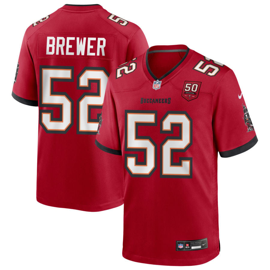 C.J. Brewer Tampa Bay Buccaneers 2025 50th Season Game Jersey - Red