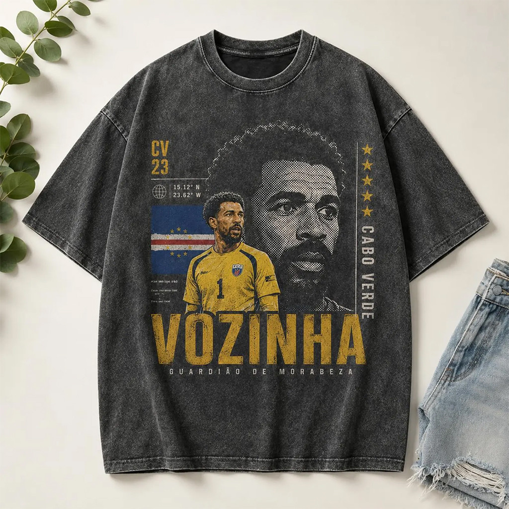 Cabo Verde World Cup 2026 Merch Vozinha #1 Cape Verde Team Washed T-Shirt Football Fan Gifts