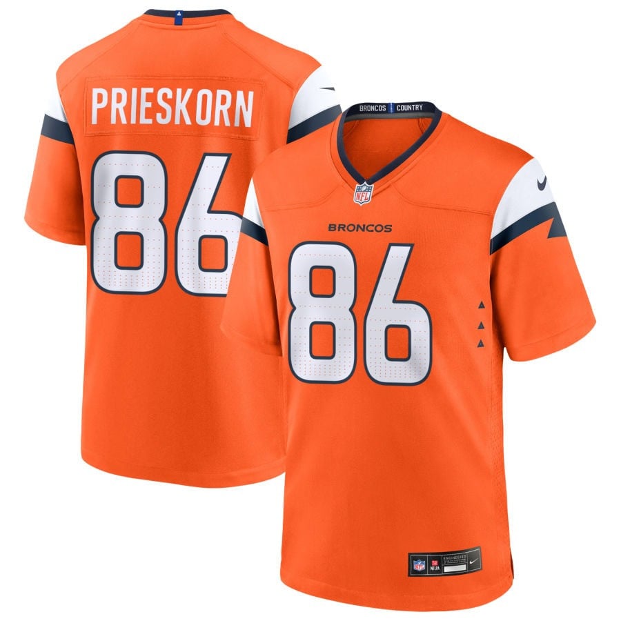 Caden Prieskorn Denver Broncos 2025 Game Jersey - Orange
