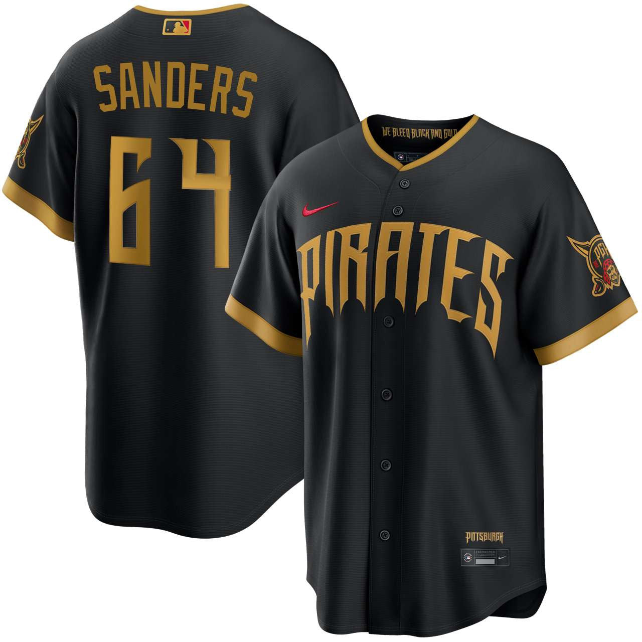 Cam Sanders Pittsburgh Pirates 2026 City Connect Stadium Jersey - Black