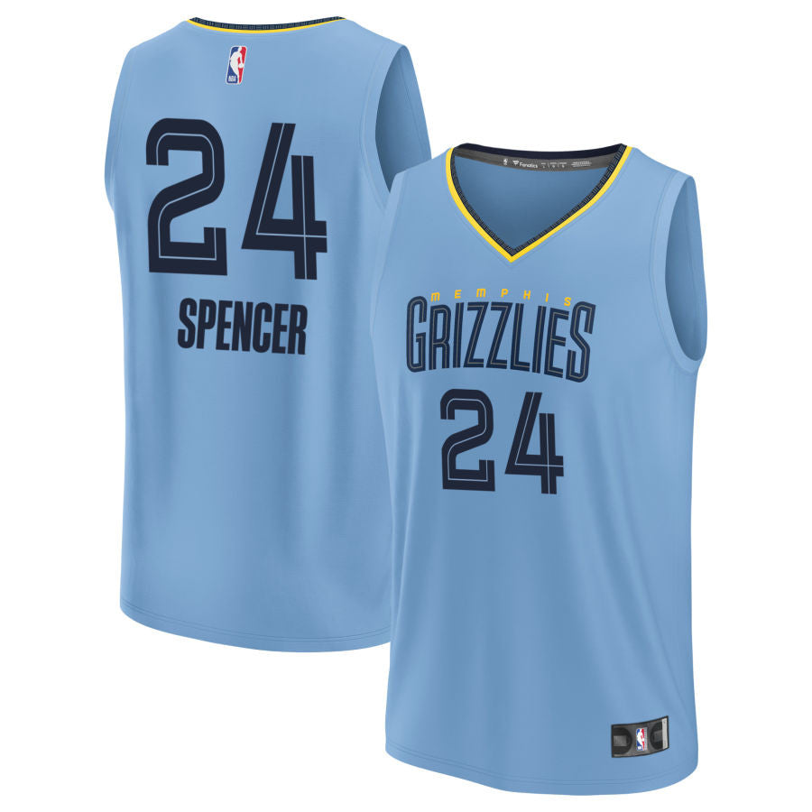 Cam Spencer Memphis Grizzlies 2025 Fast Break Statement Edition Jersey - Light Blue