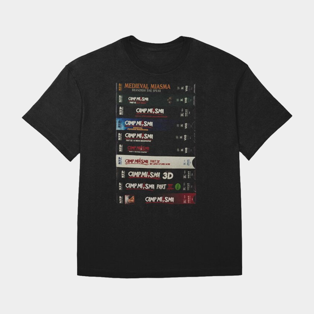 Camp Miasma Merch 2026 Camp Miasma VHS T-Shirt Teenage Sex And Death At Camp Miasma Merch
