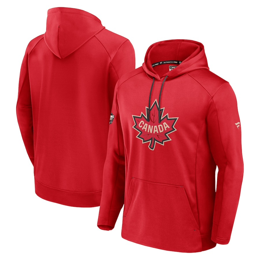 Canada Fanatics 2025 4 Nations Face-Off Authentic Pro Fleece Pullover Athletic Red Hoodie