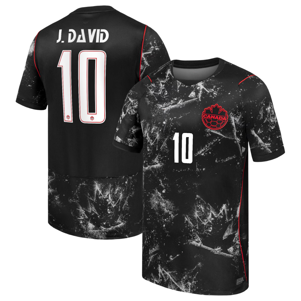 Canada World Cup 2026 Merch #10 Jonathan David Canada Soccer 2026 Away Stadium Jersey Black