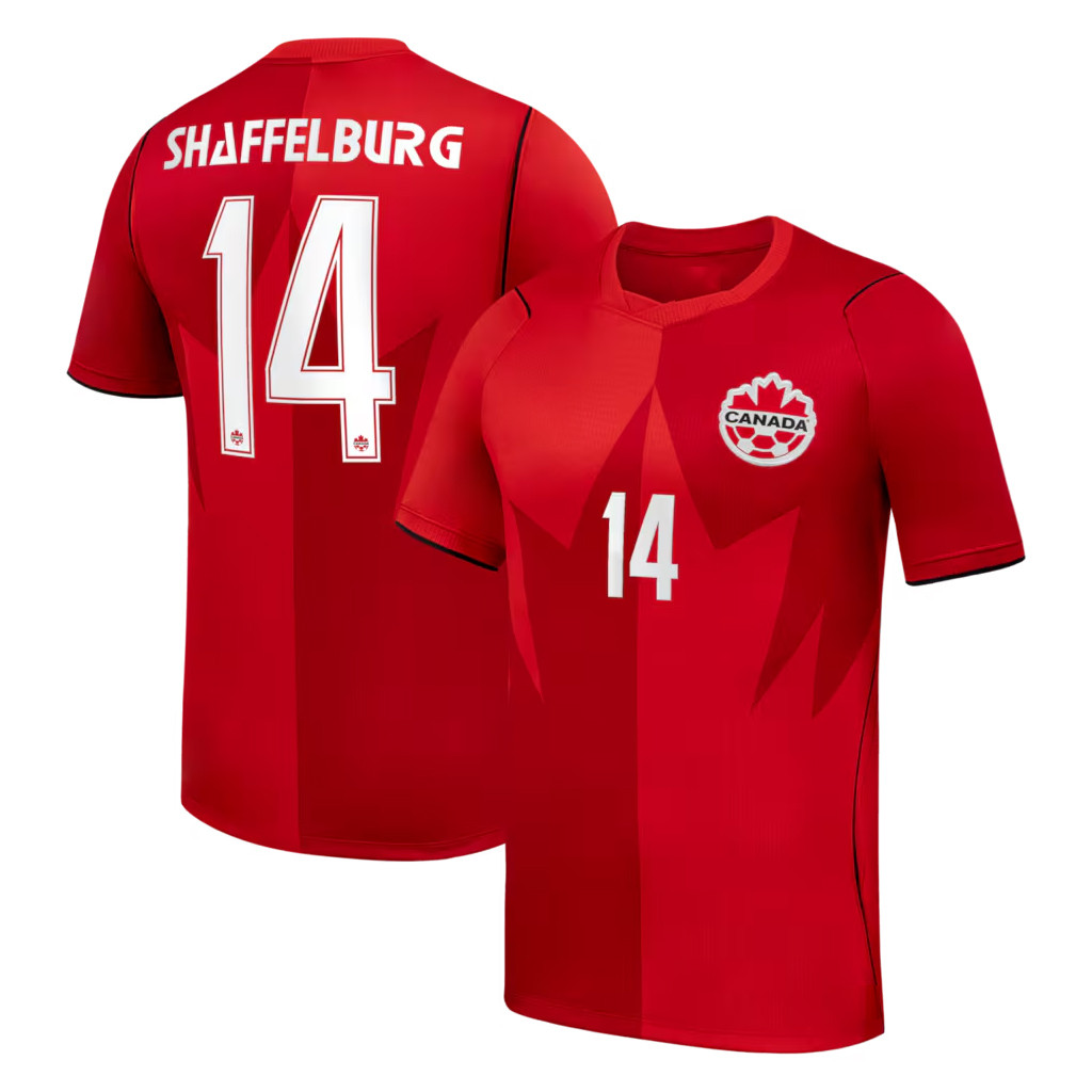 Canada World Cup 2026 Merch #14 Jacob Shaffelburg Canada Soccer 2026 Home Stadium Jersey Red