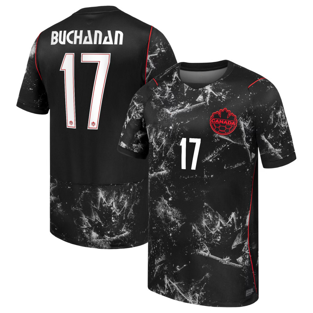 Canada World Cup 2026 Merch #17 Tajon Buchanan Canada Soccer 2026 Away Stadium Jersey Black