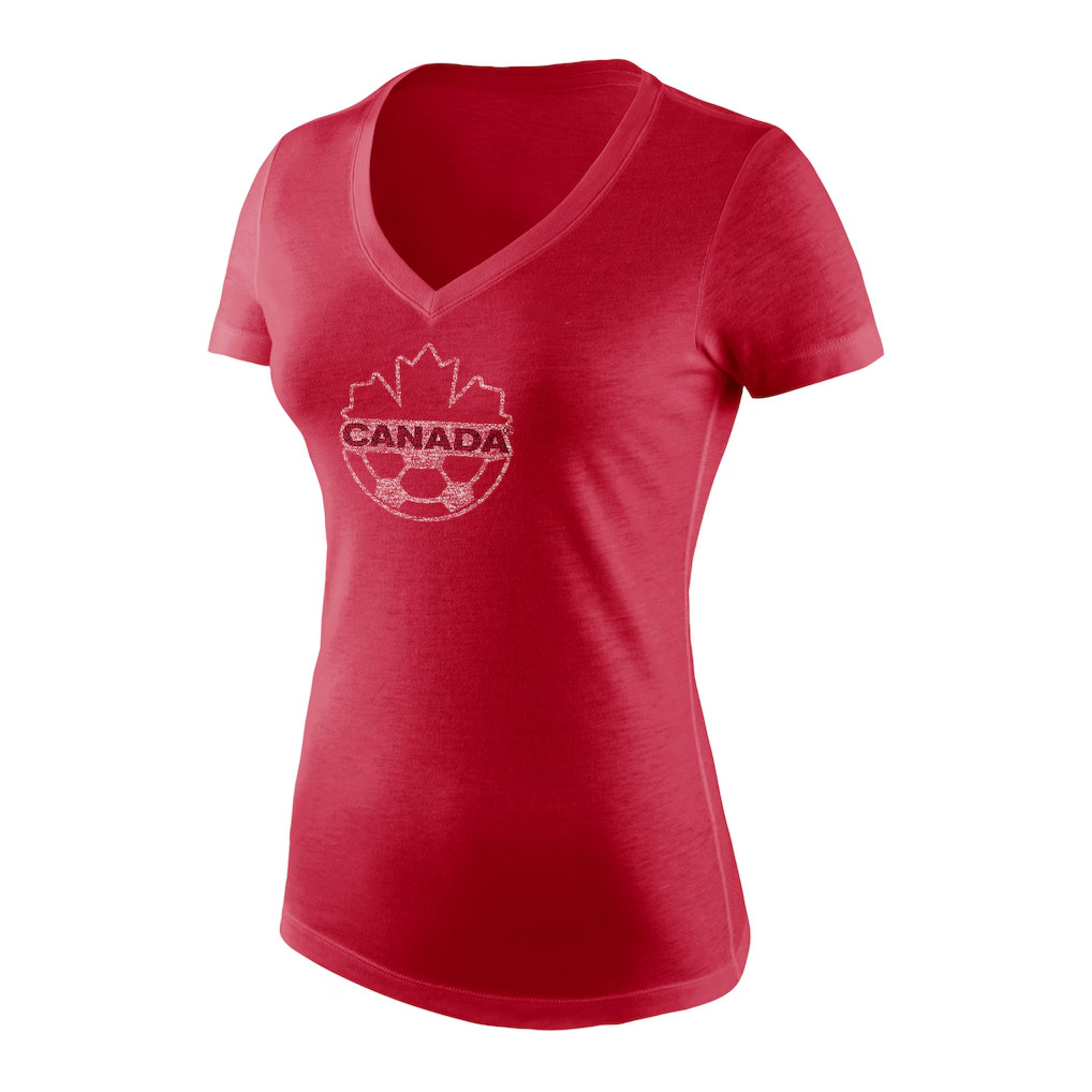 Canada World Cup 2026 Merch Canada Soccer V-Neck Shirt FIFA Merch Football Fan Gear Women's