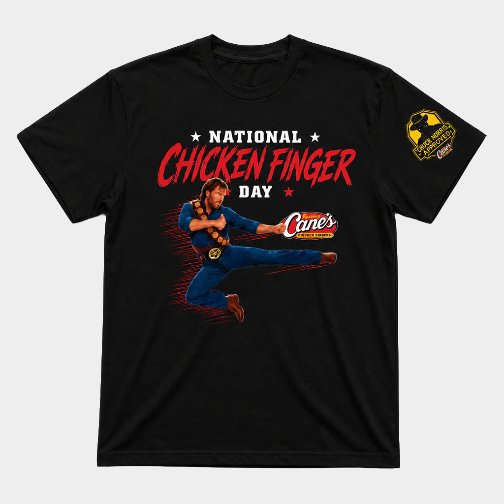 Canes Merch 2026 Chuck Norris X Raising Cane's National Chicken Finger Day Black T-Shirt Gifts