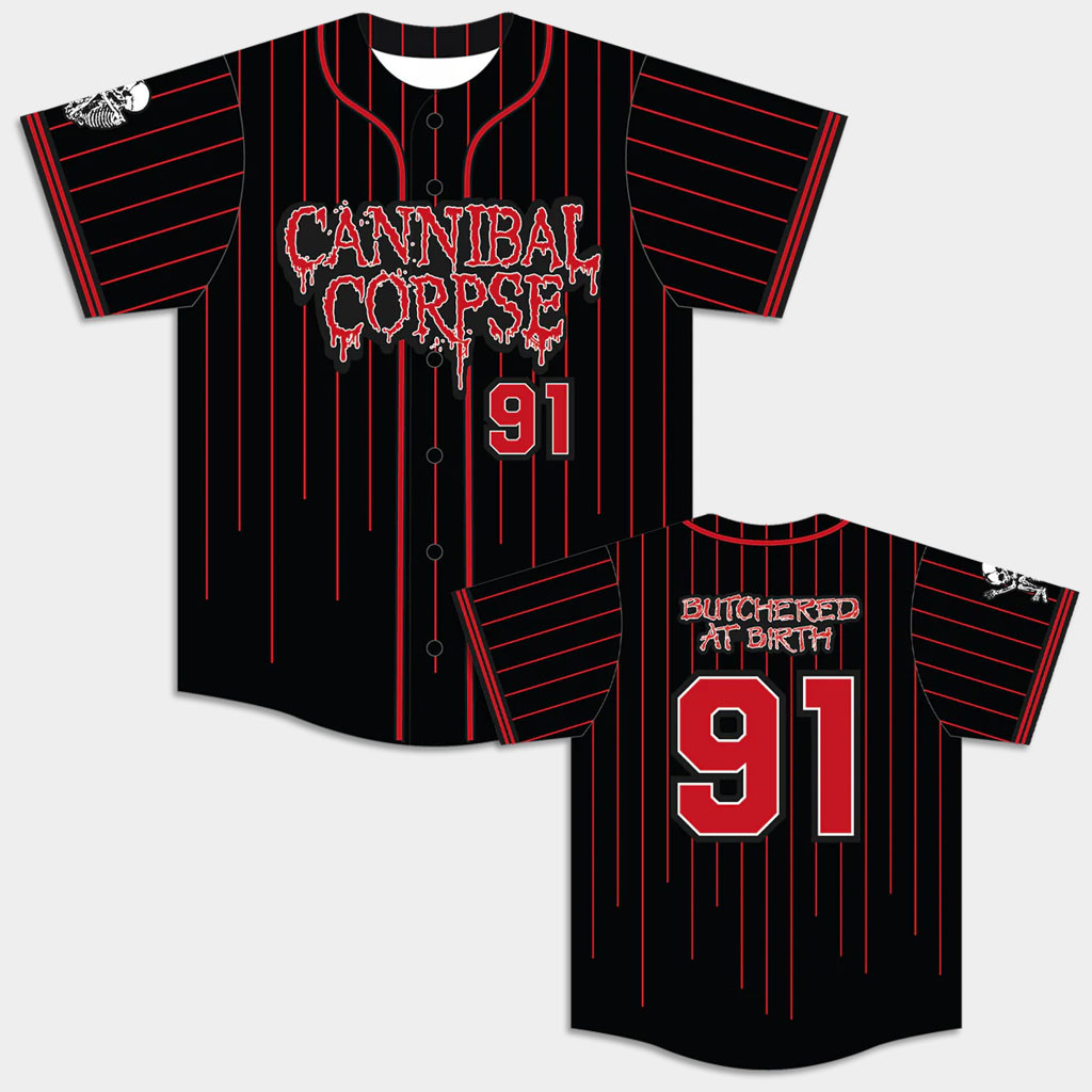 Cannibal Corpse Merch 2026 Butchered At Birth Baseball Jersey Music Related Gifts For Guys