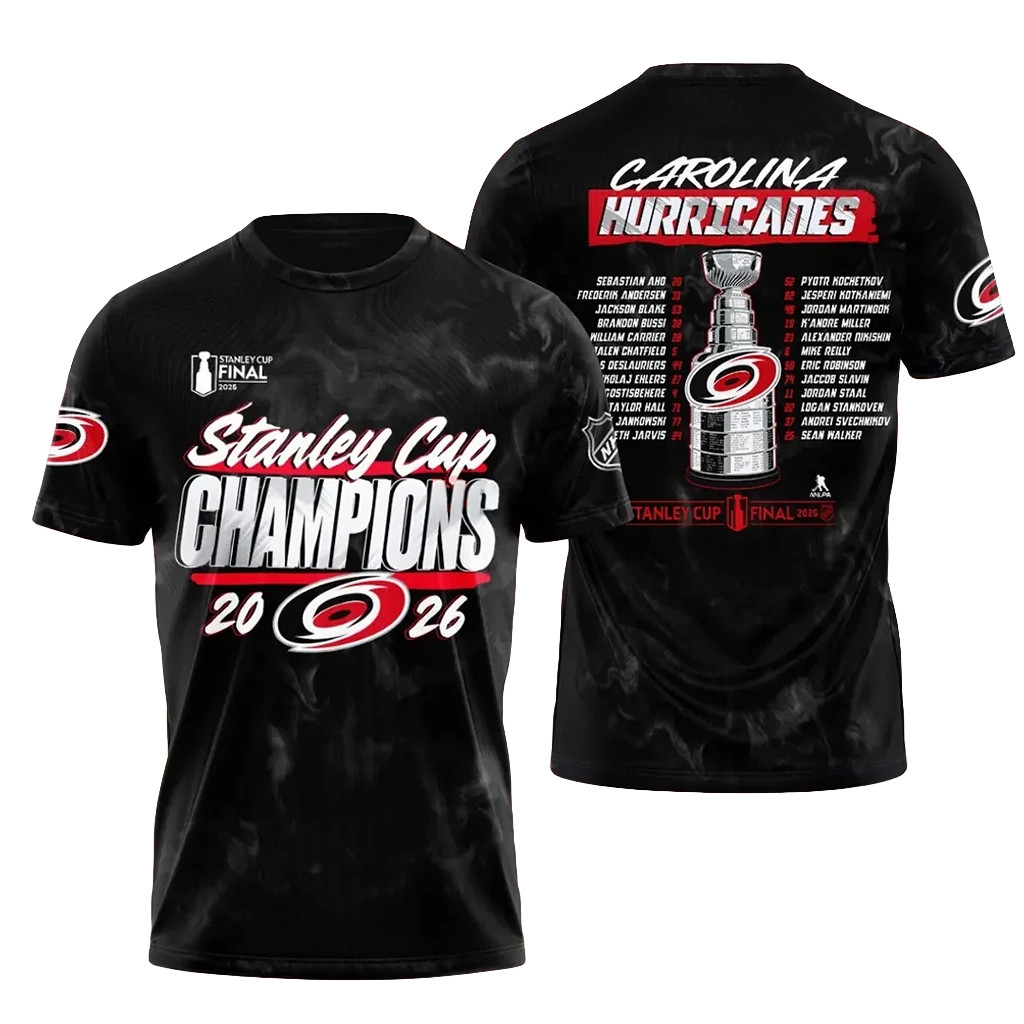 Carolina Hurricanes 2026 Stanley Cup Champions Roster T-Shirt Carolina Hurricanes Merch Fan Gift