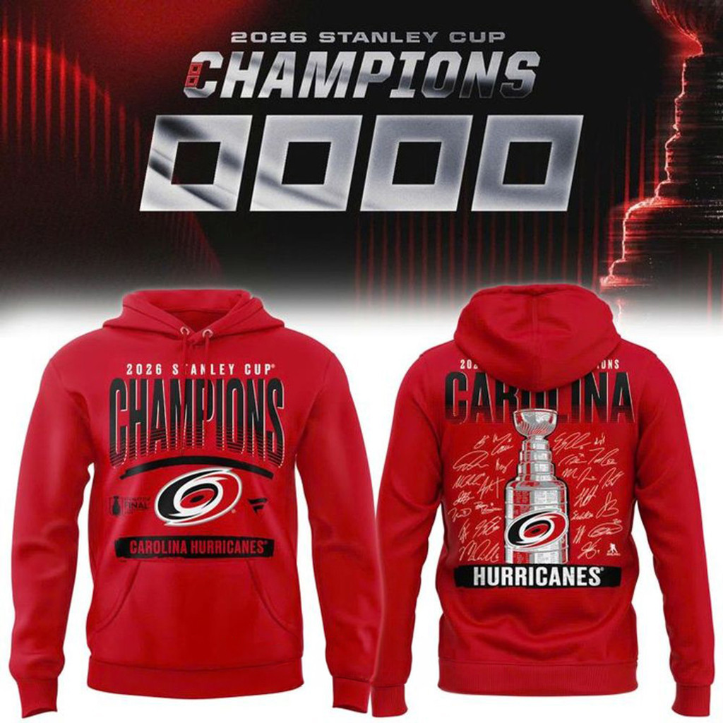 Carolina Hurricanes 2026 Stanley Cup Champions Signature Roster Hoodie Hurricanes Merch Red