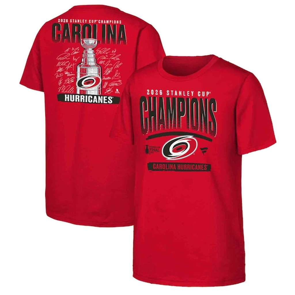 Carolina Hurricanes 2026 Stanley Cup Champions Signature T-Shirt Hurricanes Merch Fan Gifts