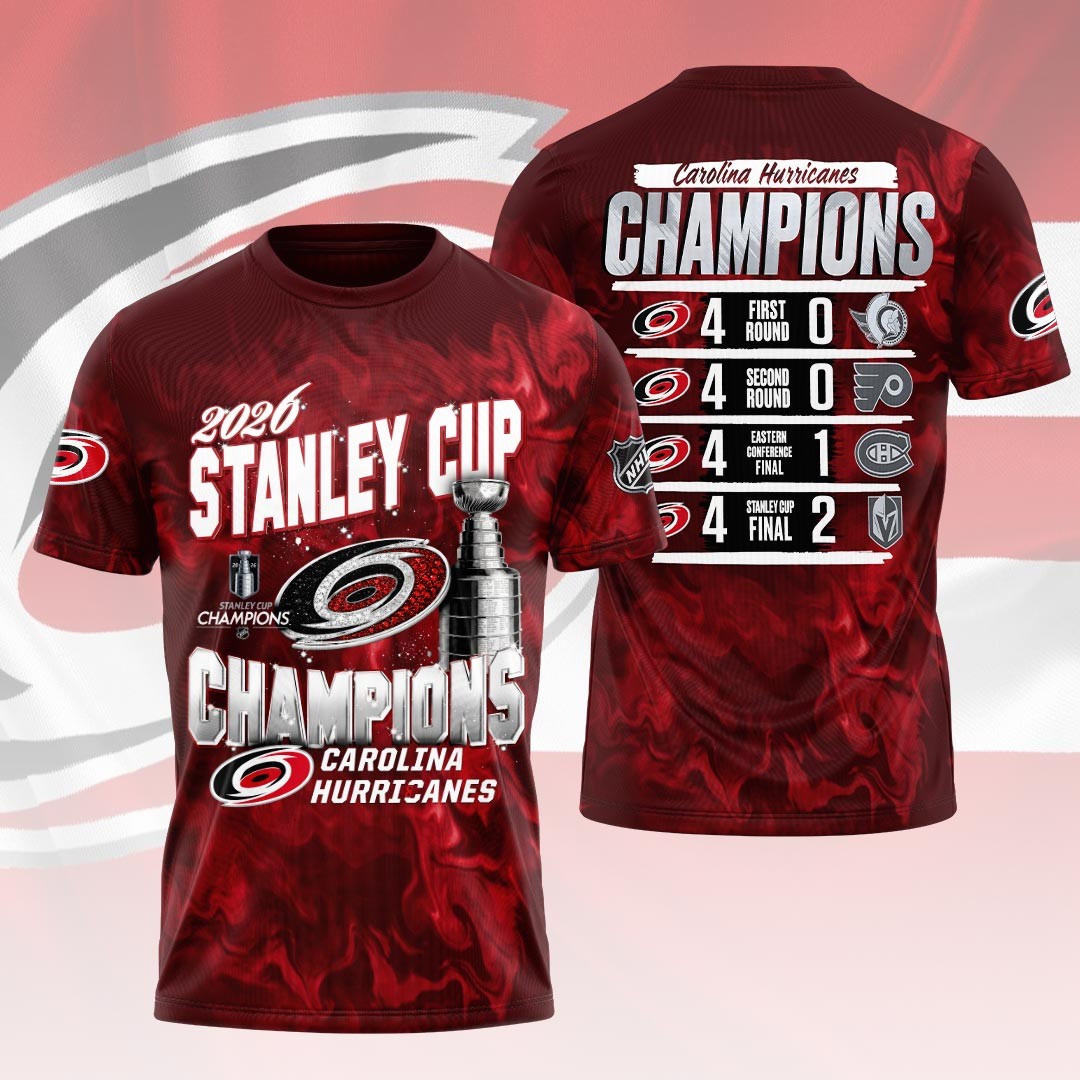 Carolina Hurricanes 2026 Stanley Cup Champions T-Shirt Hurricanes Shirt Gifts For Ice Hockey Fans