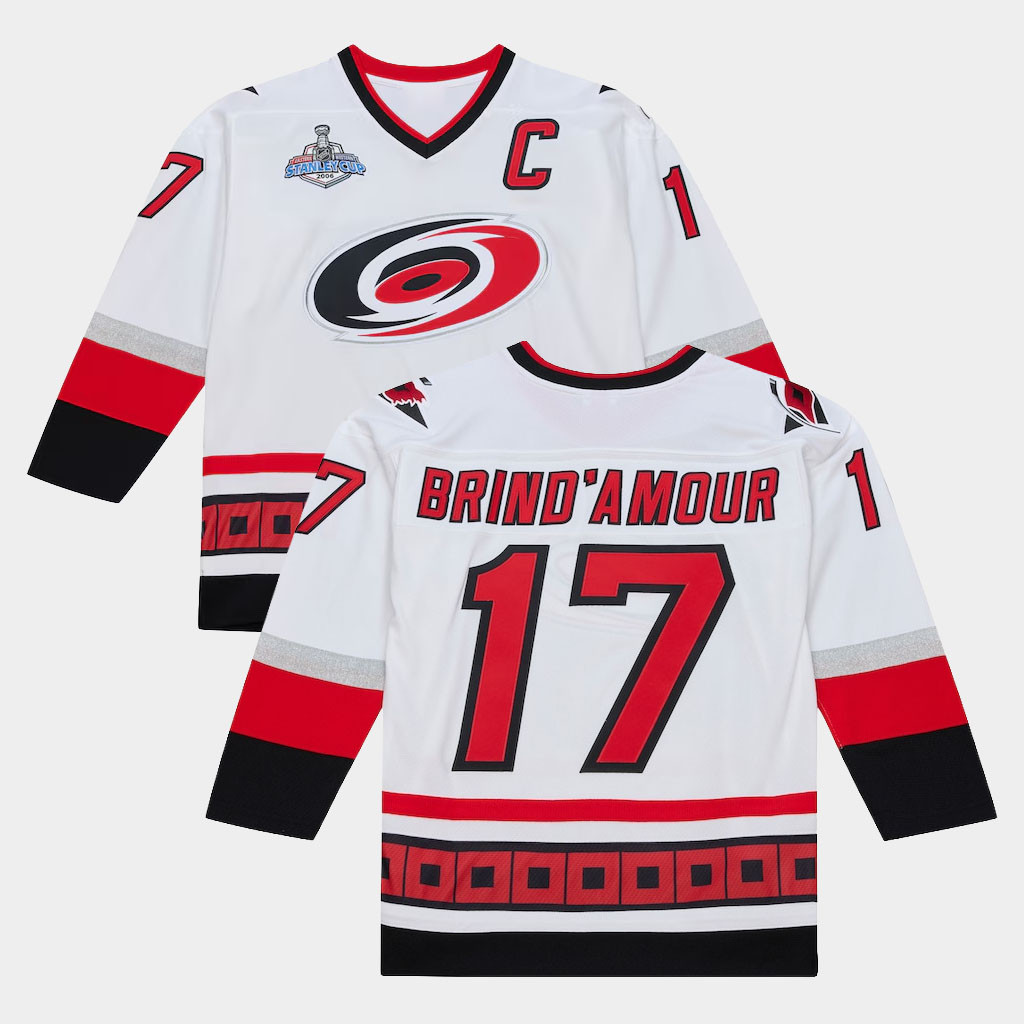 Carolina Hurricanes Champions Merch #17 Rod Brind'Amour Canes White Power Play Jersey Fan Gifts