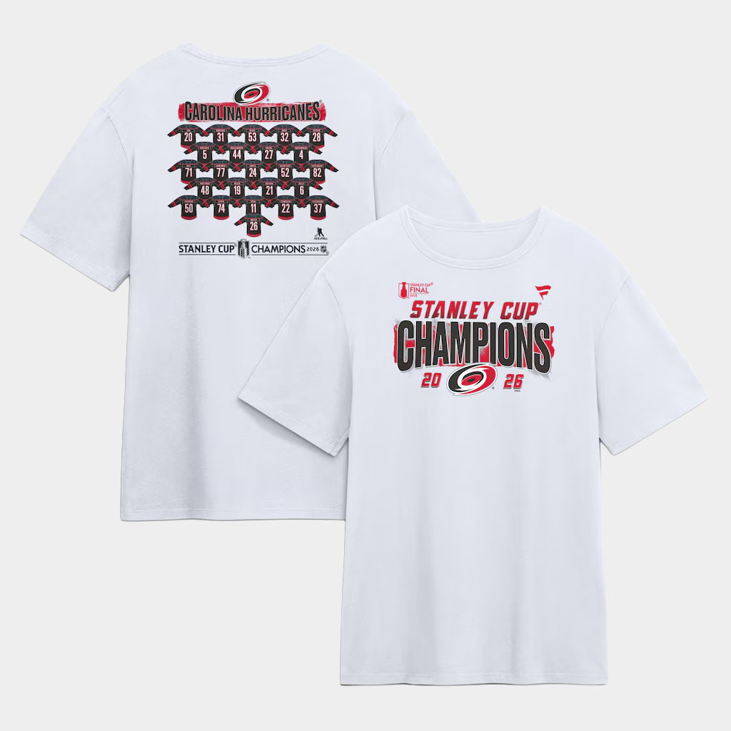 Carolina Hurricanes Champions Merch 2026 Canes Stanley Cup Champions Roster Jersey T-Shirt