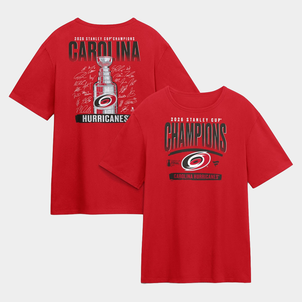 Carolina Hurricanes Champions Merch 2026 Canes Stanley Cup Champions Signature Roster T-Shirt